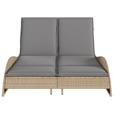 vidaXL liggestol med hynder 114x205x73 cm polyrattan beige