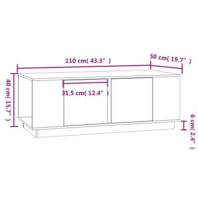 vidaXL sofabord 110x50x40 cm massivt fyrretræ