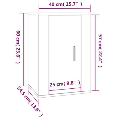 vidaXL væghængt tv-skab 40x34,5x60 cm sort