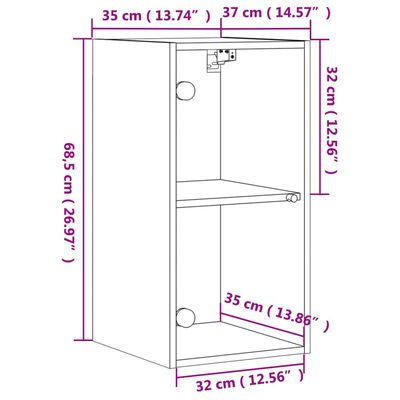 vidaXL skab med glaslåger 35x37x68,5 cm sonoma-eg