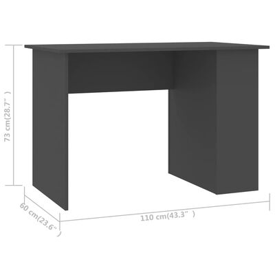 vidaXL skrivebord 110x60x73 cm konstrueret træ grå