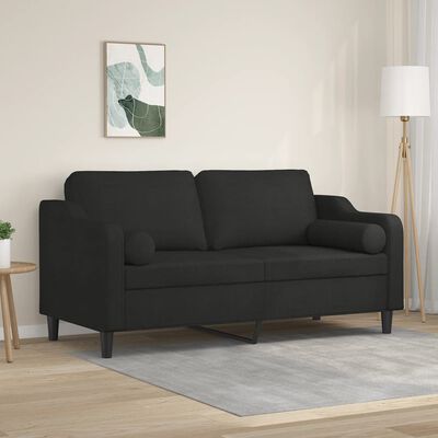 vidaXL 2-personers sofa med pyntepuder 140 cm stof sort