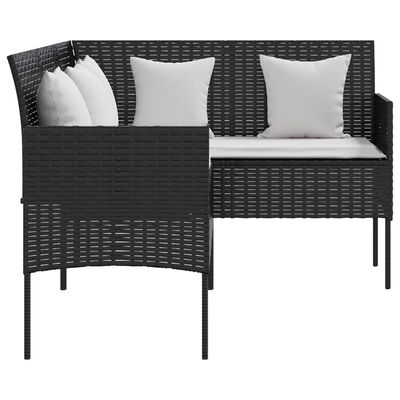 vidaXL L-formet sofa med hynder polyrattan sort