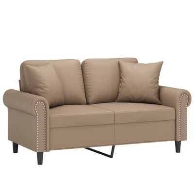 vidaXL 2-personers sofa med pyntepuder 120 cm kunstlæder cappuccino