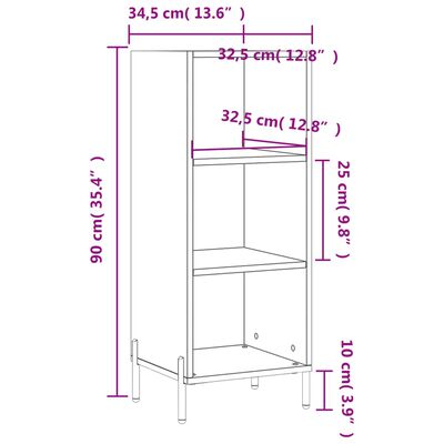 vidaXL skænk 34,5x32,5x90 cm konstrueret træ brun egetræsfarve