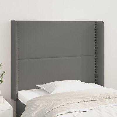 vidaXL sengegavl med kanter 93x16x118/128 cm kunstlæder grå