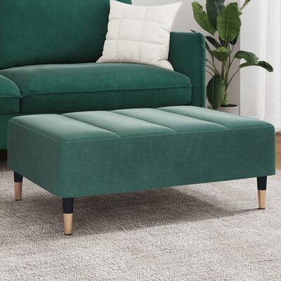 vidaXL fodskammel 77x55x31 cm velour mørkegrøn