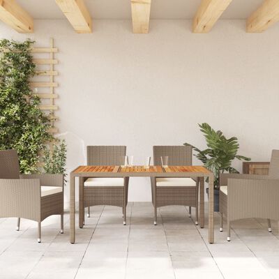 vidaXL havebord 150x90x75 cm polyrattan og massivt akacietræ beige