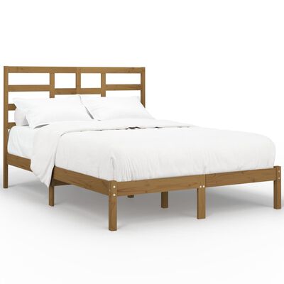 vidaXL sengeramme 120x190 cm Small Double massivt træ gyldenbrun