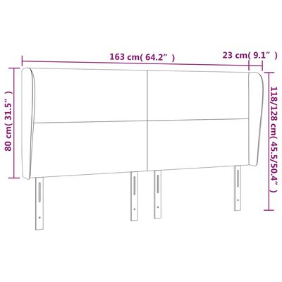 vidaXL sengegavl med kanter 163x23x118/128 cm stof blå