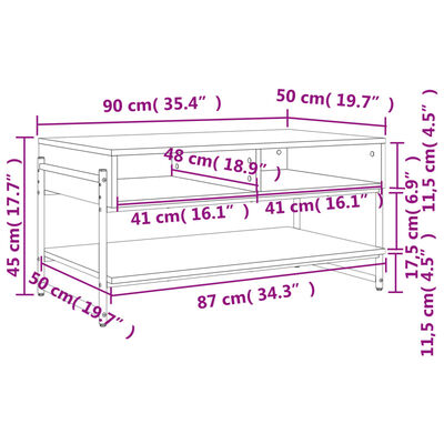 vidaXL sofabord 90x50x45 cm konstrueret træ brun egetræsfarve