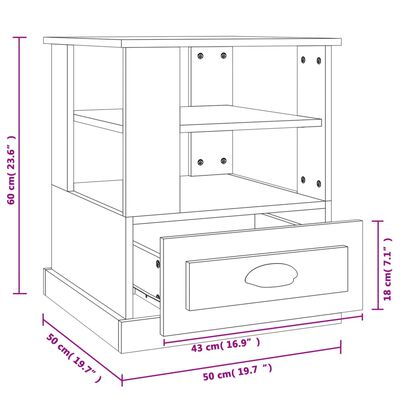 vidaXL sidebord 50x50x60 cm konstrueret træ betongrå