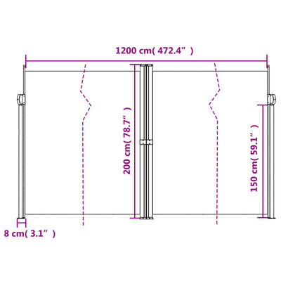 vidaXL sidemarkise 200x1200 cm sammenrullelig blå