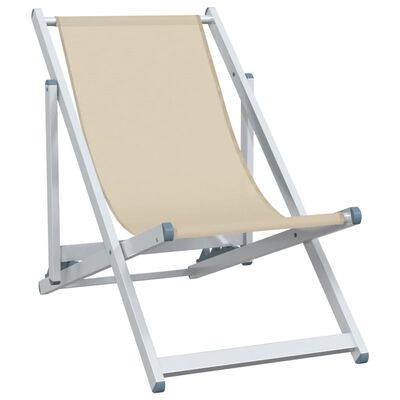 vidaXL foldbare strandstole 2 stk. aluminium og textilene cremefarvet