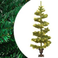 vidaXL juletræ med lys og potte PVC 120 cm grøn