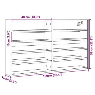 vidaXL vitrineskab 100x15x58 cm konstrueret træ hvid