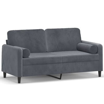 vidaXL 2-personers sofa med pyntepuder 140 cm velour mørkegrå