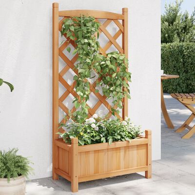 vidaXL plantekasse med espalier massivt grantræ brun