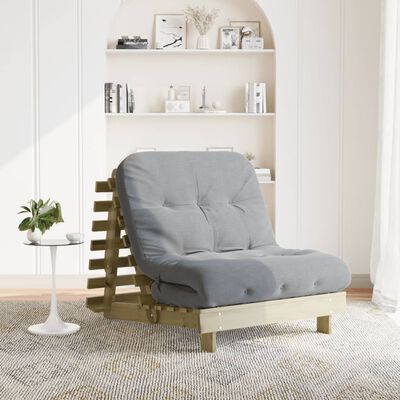 vidaXL futon med madras 90x206x11 cm massivt fyrretræ