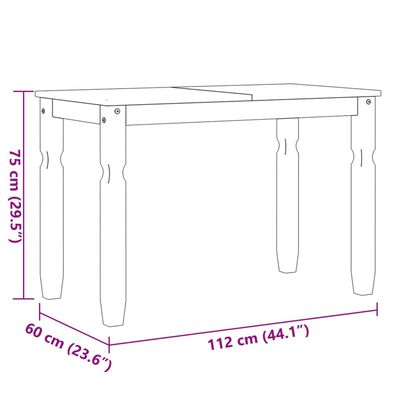 vidaXL spisebord Corona 112x60x75 cm massivt fyrretræ