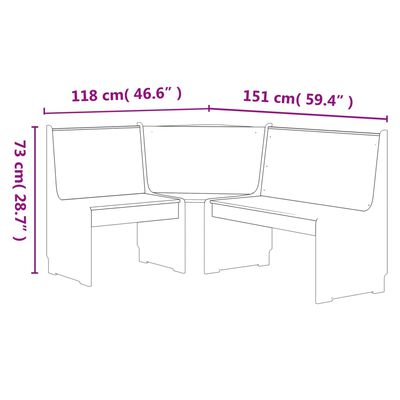 vidaXL hjørnebænk REINE 151 cm massivt fyrretræ gyldenbrun