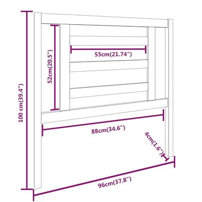 vidaXL sengegærde 96x4x100 cm massivt fyrretræ