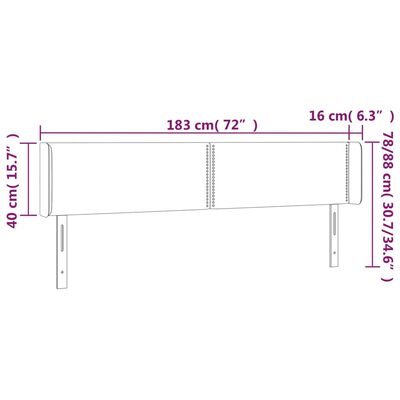 vidaXL sengegavl med LED-lys 183x16x78/88 cm kunstlæder grå