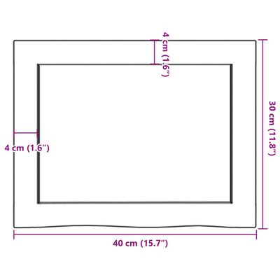 vidaXL bordplade til badeværelse 40x30x(2-6) cm massivt træ mørkebrun