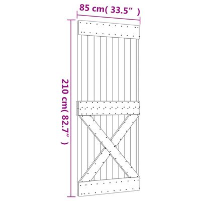 vidaXL skydedør med monteringssæt 85x210 cm massivt fyrretræ