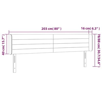 vidaXL sengegavl med kanter 203x16x78/88 cm stof cremefarvet