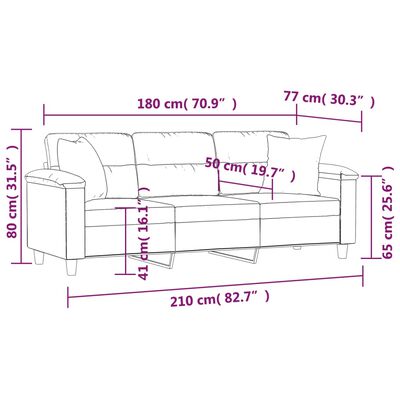 vidaXL 3-personers sofa med puder 180 cm mikrofiberstof gråbrun