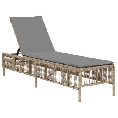 vidaXL liggestole 2 stk. med hynder polyrattan beige