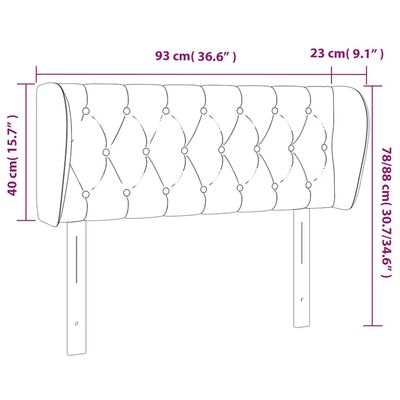 vidaXL sengegavl med kanter 93x23x78/88 cm stof mørkebrun