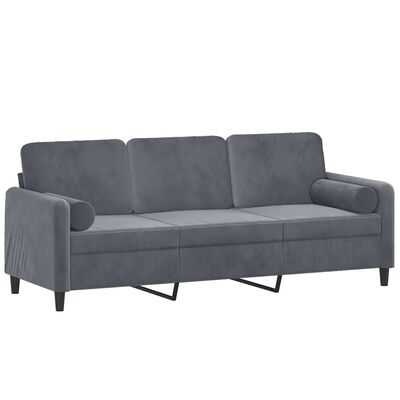 vidaXL 3-personers sofa med pyntepuder 180 cm velour mørkegrå