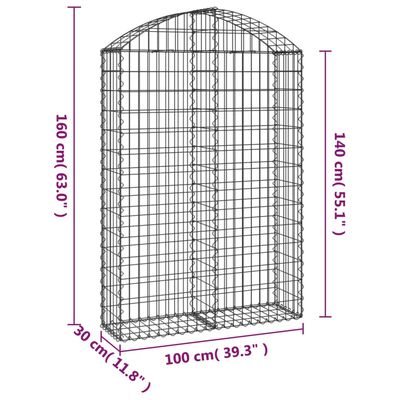 vidaXL buet gabionkurv 100x30x140/160 cm galvaniseret jern