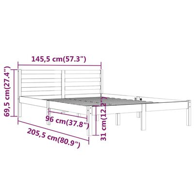 vidaXL sengeramme 140x200 cm massivt fyrretræ gyldenbrun