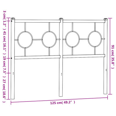 vidaXL sengegavl 120 cm metal sort