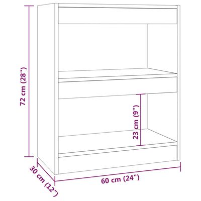 vidaXL bogreol/rumdeler 60x30x72 cm røget egetræsfarve