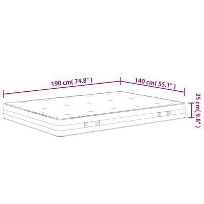 vidaXL springmadras m. pocket-fjedre medium fasthed 180x200 cm