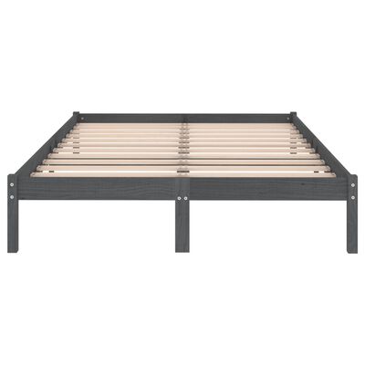 vidaXL sengeramme 150x200 cm King Size massivt fyrretræ grå