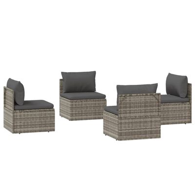 vidaXL midtermoduler til havesofa 6 stk. 57x57x56 cm polyrattan grå