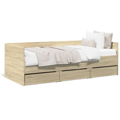 vidaXL daybed med skuffer uden madras 75x190 cm sonoma-eg