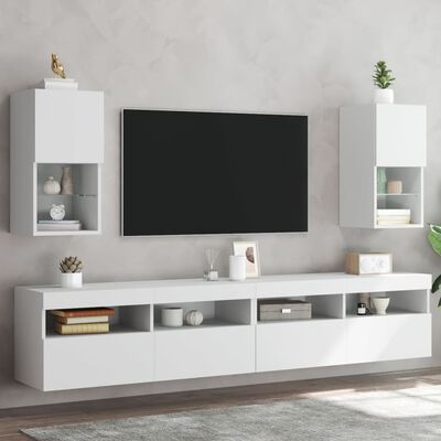 vidaXL tv-borde med LED-lys 2 stk. 30,5x30x60 cm hvid