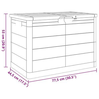 vidaXL udendørs hyndeboks 77,5x44,5x53 cm polypropylen brun