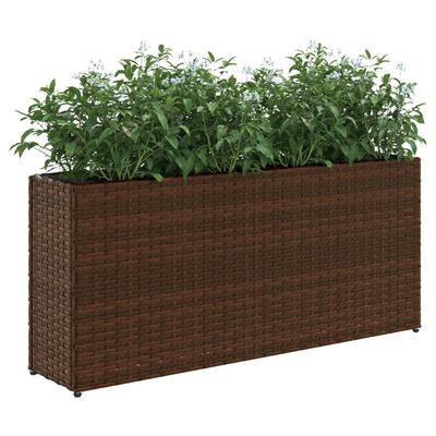 vidaXL plantekasser 2 stk. med 2 potter 90x20x40 cm polyrattan brun