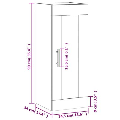 vidaXL vægskab 34,5x34x90 cm konstrueret træ betongrå