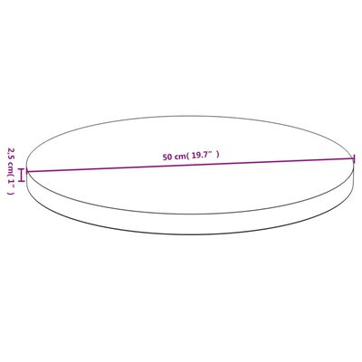 vidaXL bordplade Ø50x2,5 cm bambus