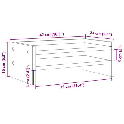 vidaXL skærmstander 42x24x16 cm konstrueret træ brun egetræsfarve