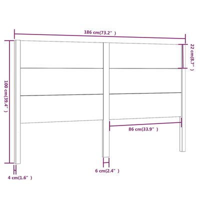 vidaXL sengegærde 186x4x100 cm massivt fyrretræ