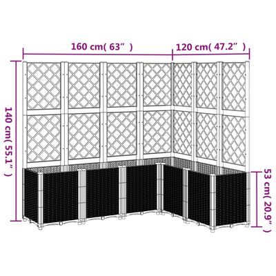 vidaXL plantekasse med espalier 160x120x140 cm PP lysegrå